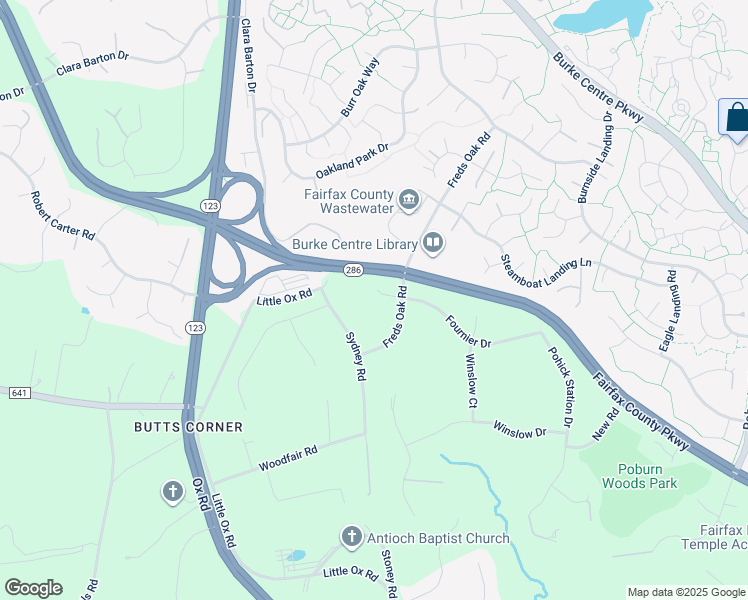 map of restaurants, bars, coffee shops, grocery stores, and more near 10803 Fournier Drive in Fairfax Station