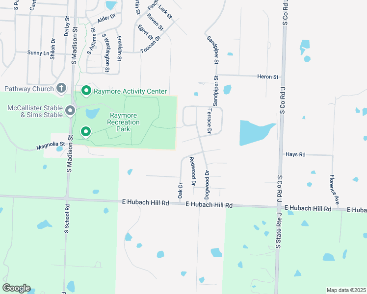 map of restaurants, bars, coffee shops, grocery stores, and more near 506 Oak Drive in Raymore