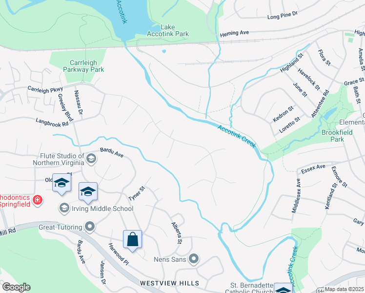 map of restaurants, bars, coffee shops, grocery stores, and more near 7757 Carrleigh Parkway in Springfield