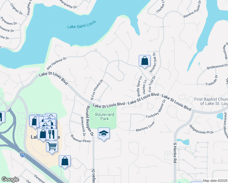 map of restaurants, bars, coffee shops, grocery stores, and more near 210 Oceanis Drive in Lake Saint Louis
