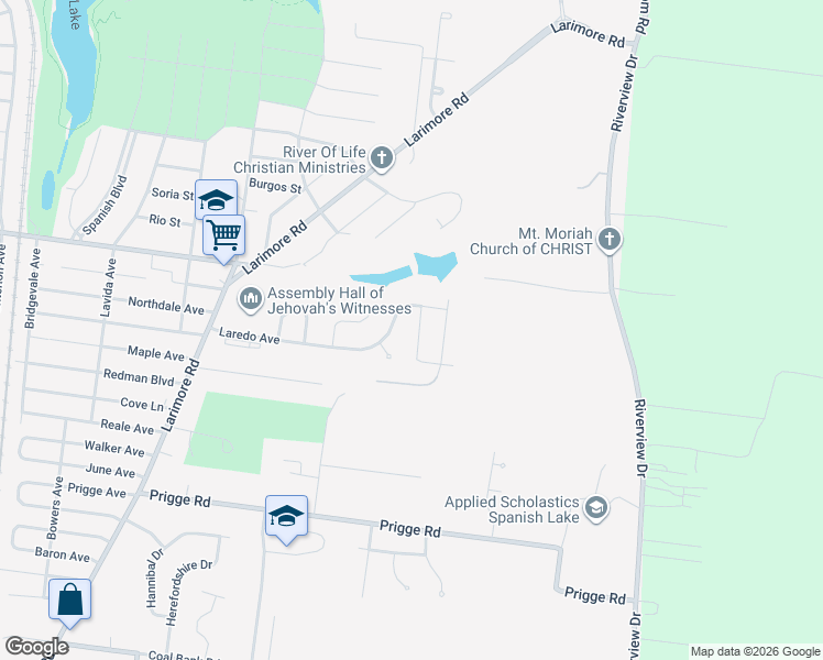 map of restaurants, bars, coffee shops, grocery stores, and more near 11925 San Andres Drive in St. Louis