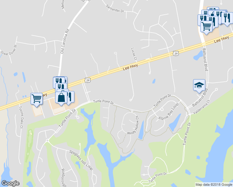 map of restaurants, bars, coffee shops, grocery stores, and more near 8004 Turtle Creek Circle in Gainesville