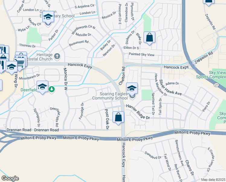 map of restaurants, bars, coffee shops, grocery stores, and more near 3171 Bridgewater Drive in Colorado Springs