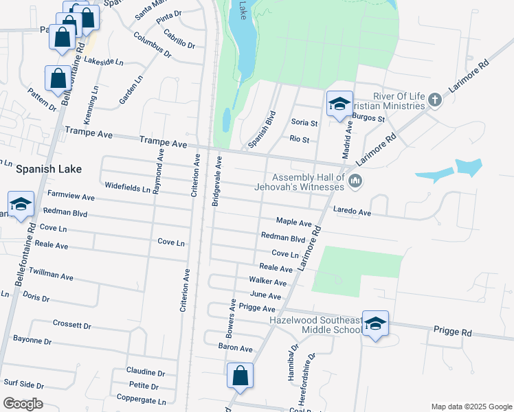 map of restaurants, bars, coffee shops, grocery stores, and more near 1202 Laredo Avenue in St. Louis