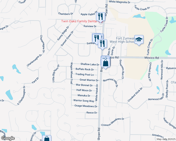 map of restaurants, bars, coffee shops, grocery stores, and more near 1334 Buffalo Rock Drive in O'Fallon