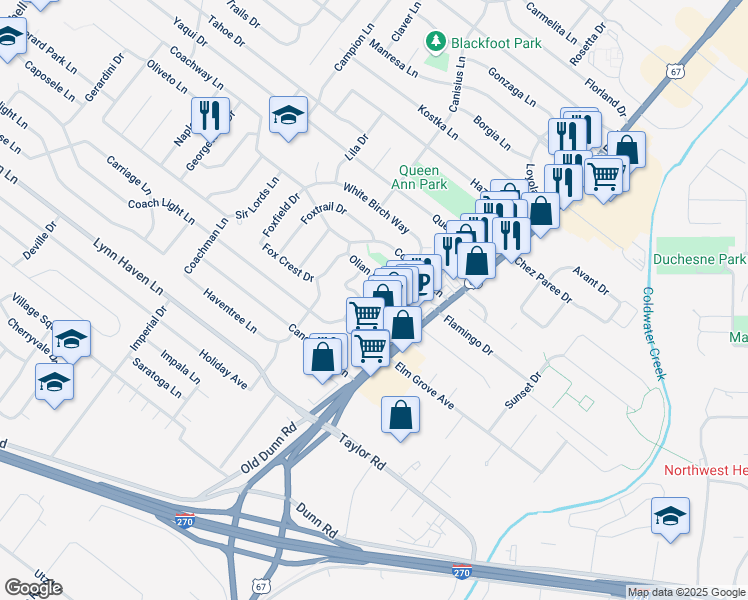 map of restaurants, bars, coffee shops, grocery stores, and more near in Hazelwood