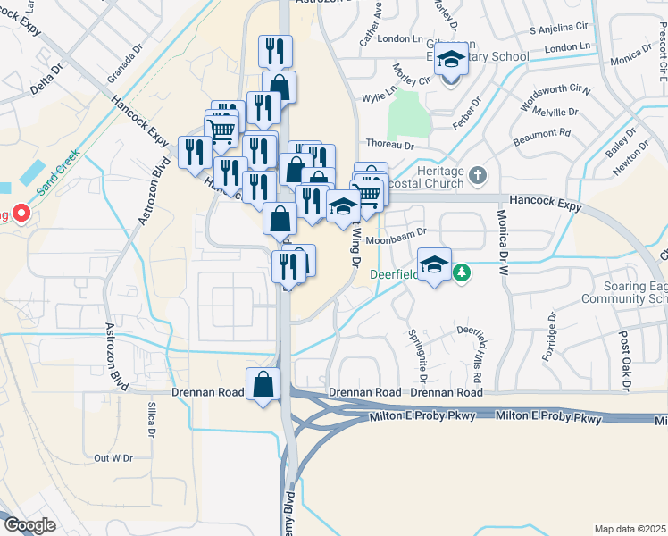 map of restaurants, bars, coffee shops, grocery stores, and more near 3113 Lakehurst Drive in Colorado Springs