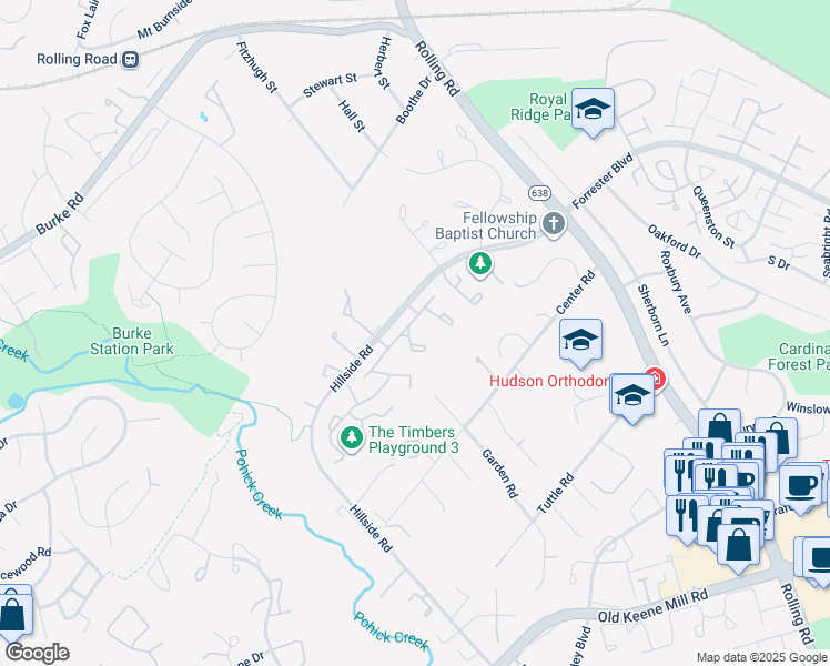 map of restaurants, bars, coffee shops, grocery stores, and more near 6045 Hollow Knoll Court in Springfield