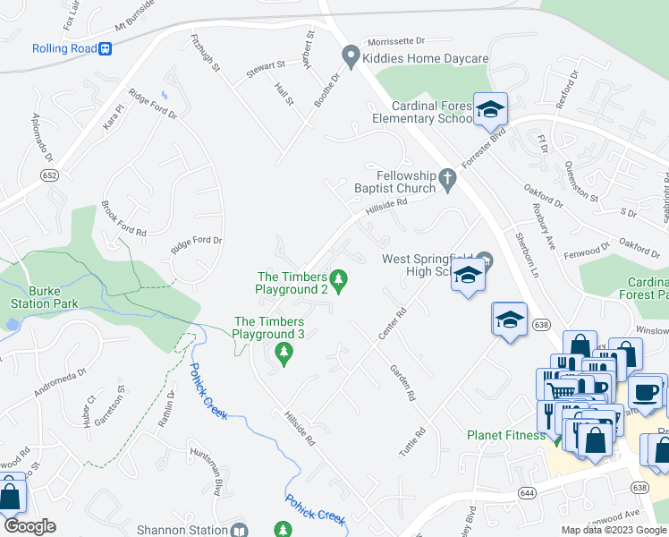 map of restaurants, bars, coffee shops, grocery stores, and more near 6045 Hollow Knoll Court in Springfield