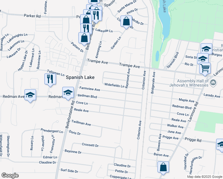 map of restaurants, bars, coffee shops, grocery stores, and more near 1437 Farmview Avenue in St. Louis