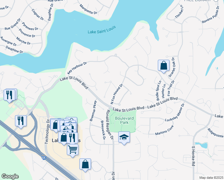 map of restaurants, bars, coffee shops, grocery stores, and more near in Lake Saint Louis