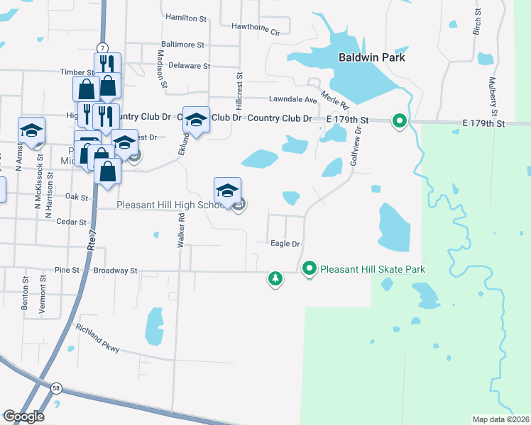 map of restaurants, bars, coffee shops, grocery stores, and more near 219 Palmer Court in Pleasant Hill