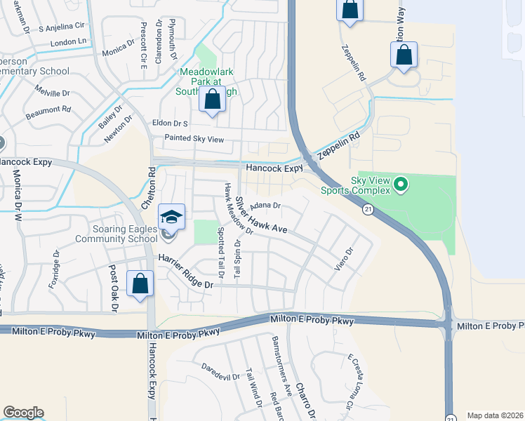 map of restaurants, bars, coffee shops, grocery stores, and more near 5190 Adana Drive in Colorado Springs