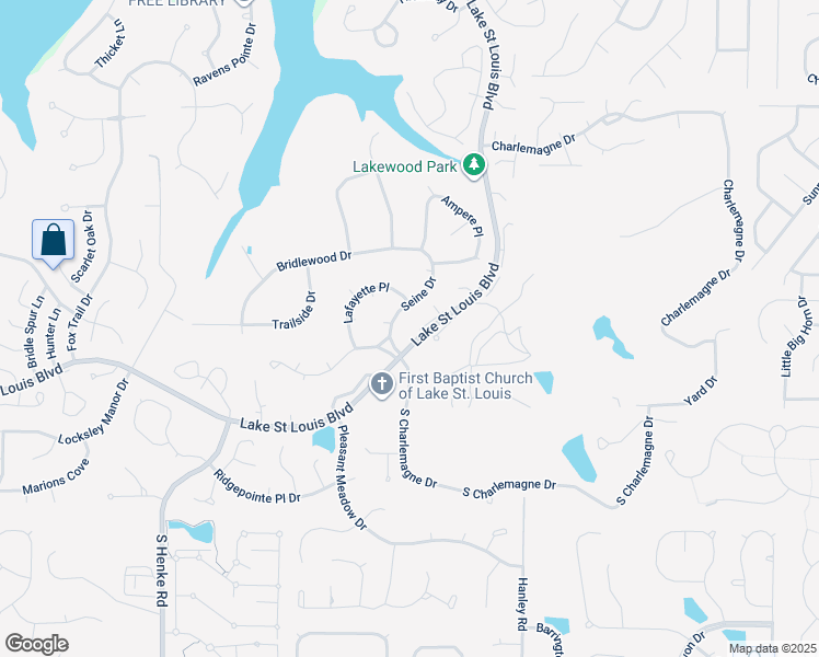 map of restaurants, bars, coffee shops, grocery stores, and more near 1017 Seine Drive in Lake Saint Louis