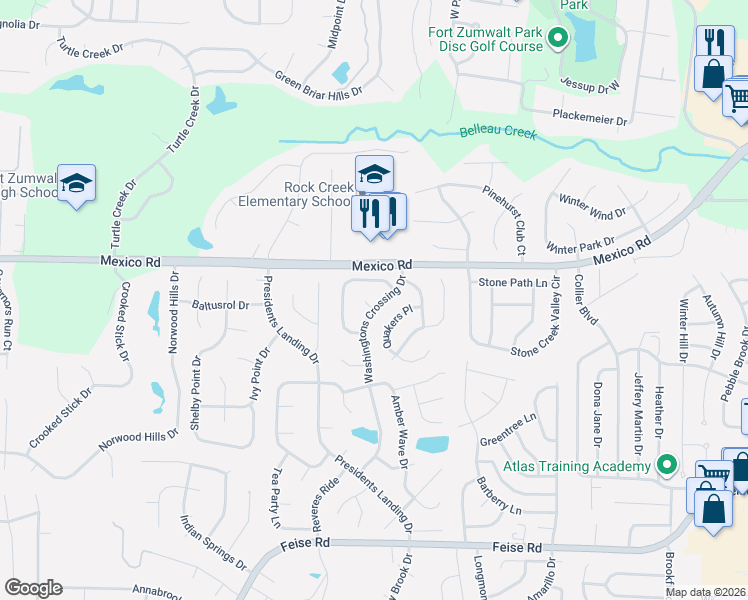 map of restaurants, bars, coffee shops, grocery stores, and more near 2 Wistar Way in O'Fallon