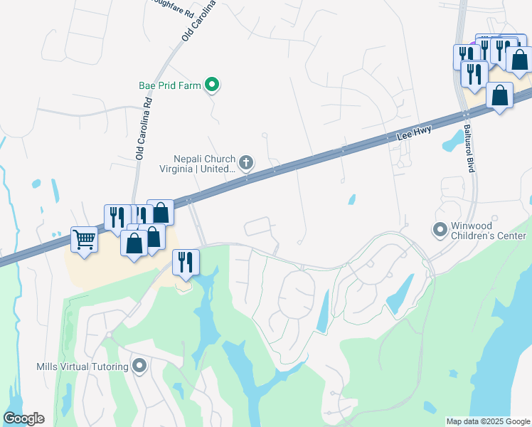 map of restaurants, bars, coffee shops, grocery stores, and more near 7985 Turtle Creek Circle in Gainesville