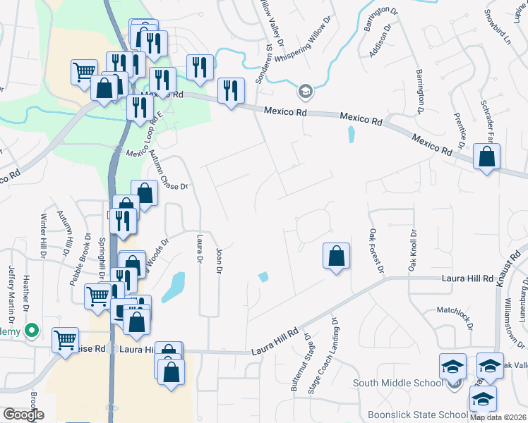 map of restaurants, bars, coffee shops, grocery stores, and more near 2 Summer Drive in St. Peters