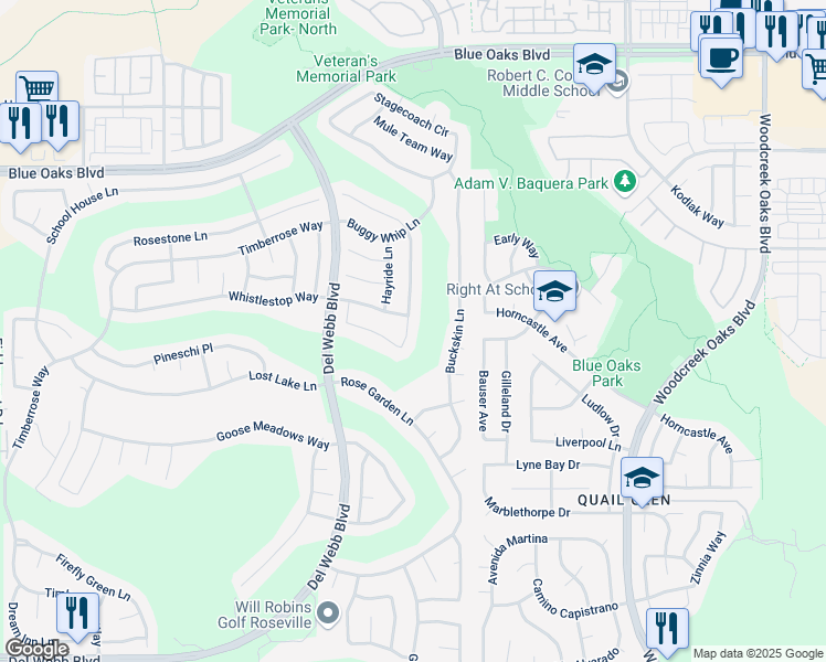 map of restaurants, bars, coffee shops, grocery stores, and more near 6260 Strawberry Station Loop in Roseville