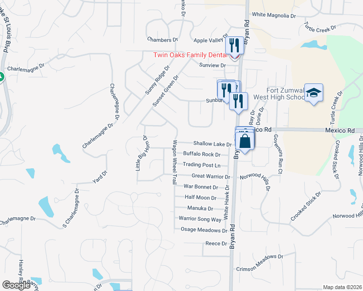 map of restaurants, bars, coffee shops, grocery stores, and more near 1251 Wagon Wheel Trail in O'Fallon
