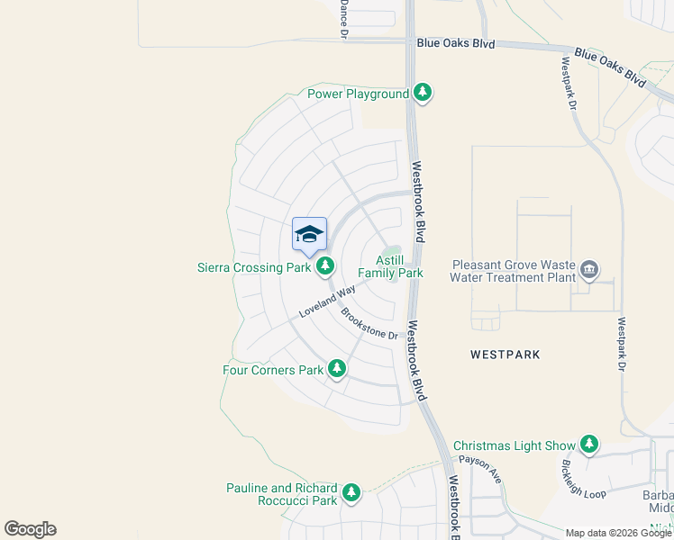map of restaurants, bars, coffee shops, grocery stores, and more near 3041 Lamar Way in Roseville