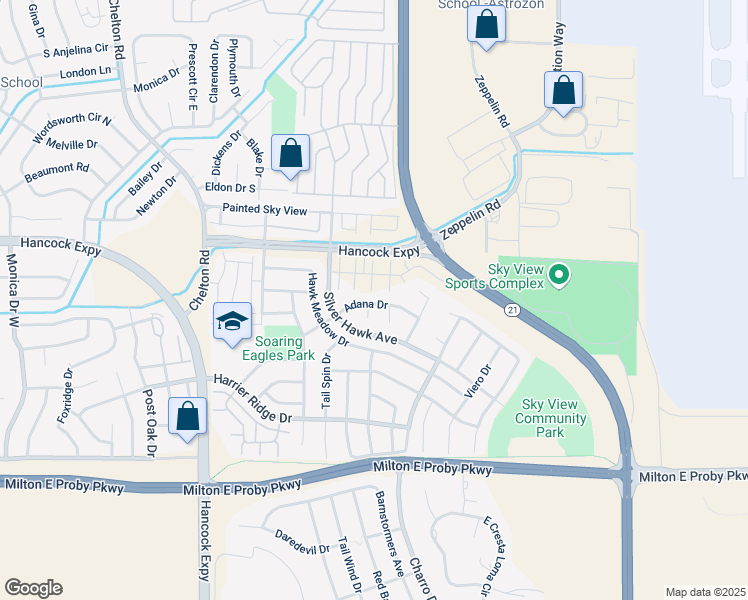 map of restaurants, bars, coffee shops, grocery stores, and more near 5190 Adana Drive in Colorado Springs