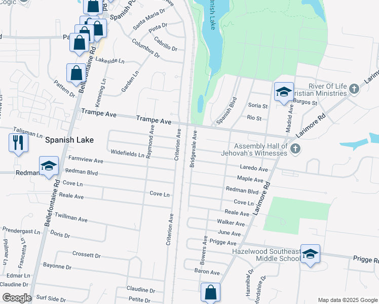 map of restaurants, bars, coffee shops, grocery stores, and more near 11935 Bridgevale Avenue in St. Louis