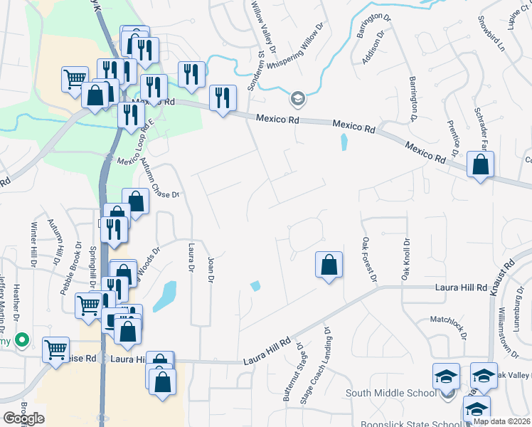 map of restaurants, bars, coffee shops, grocery stores, and more near 2 Summer Drive in St. Peters