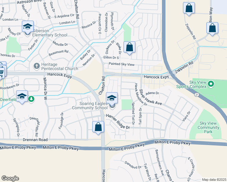 map of restaurants, bars, coffee shops, grocery stores, and more near 3127 Harpy Grove in Colorado Springs