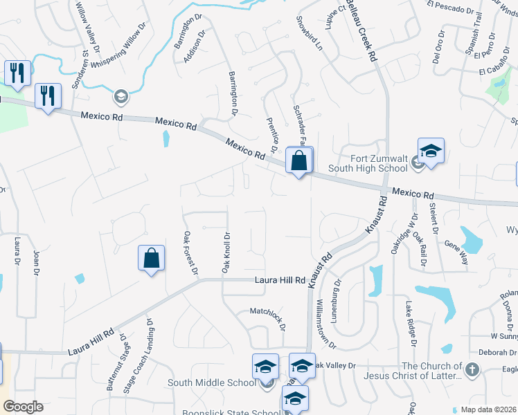 map of restaurants, bars, coffee shops, grocery stores, and more near 4 Knightsbridge Court in St. Peters