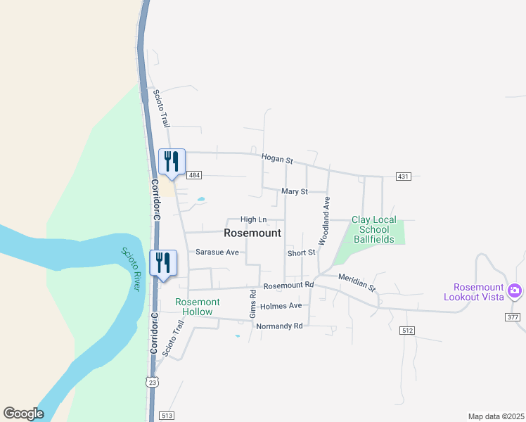 map of restaurants, bars, coffee shops, grocery stores, and more near 1281 High Ln in Portsmouth
