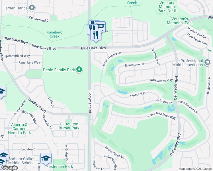 map of restaurants, bars, coffee shops, grocery stores, and more near 233 Clearview Court in Roseville