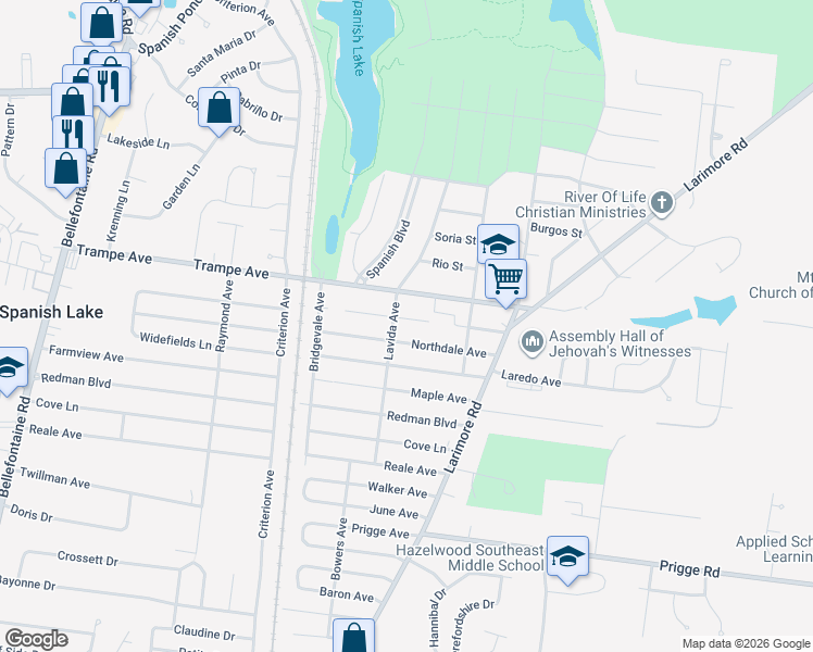 map of restaurants, bars, coffee shops, grocery stores, and more near 1151 Northdale Avenue in St. Louis