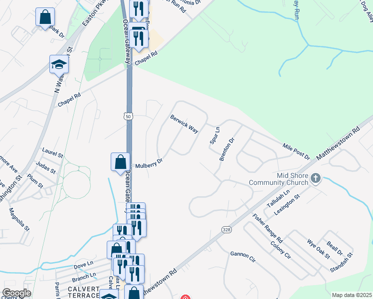 map of restaurants, bars, coffee shops, grocery stores, and more near 8851 Roundhouse Circle in Easton