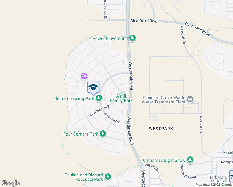 map of restaurants, bars, coffee shops, grocery stores, and more near 1500 Loveland Way in Roseville