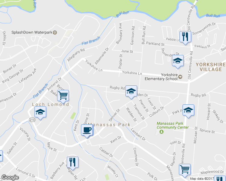 map of restaurants, bars, coffee shops, grocery stores, and more near 194 Holden Drive in Manassas Park