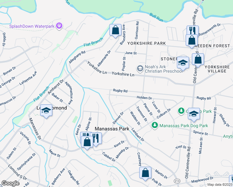 map of restaurants, bars, coffee shops, grocery stores, and more near 194 Holden Drive in Manassas Park