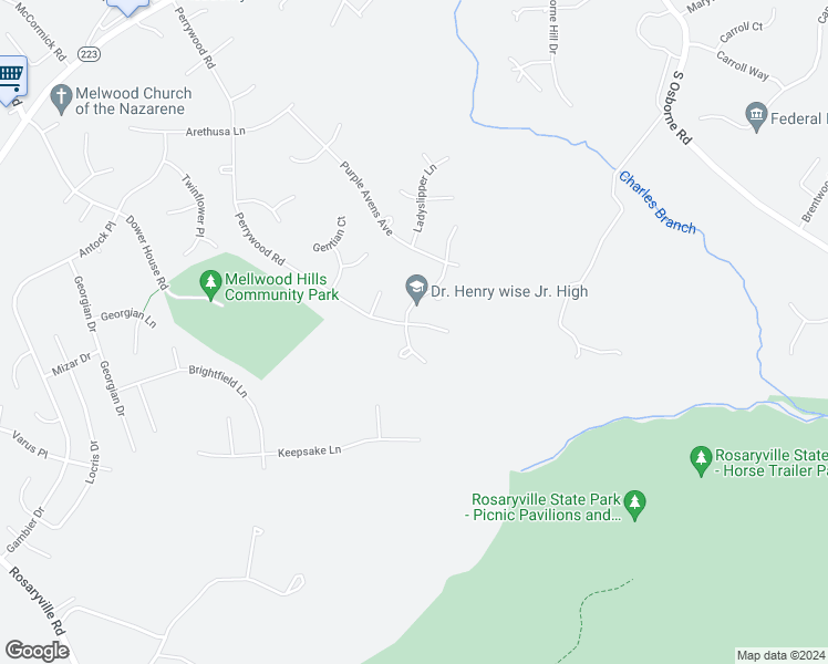 map of restaurants, bars, coffee shops, grocery stores, and more near 7401 Perrywood Road in Upper Marlboro