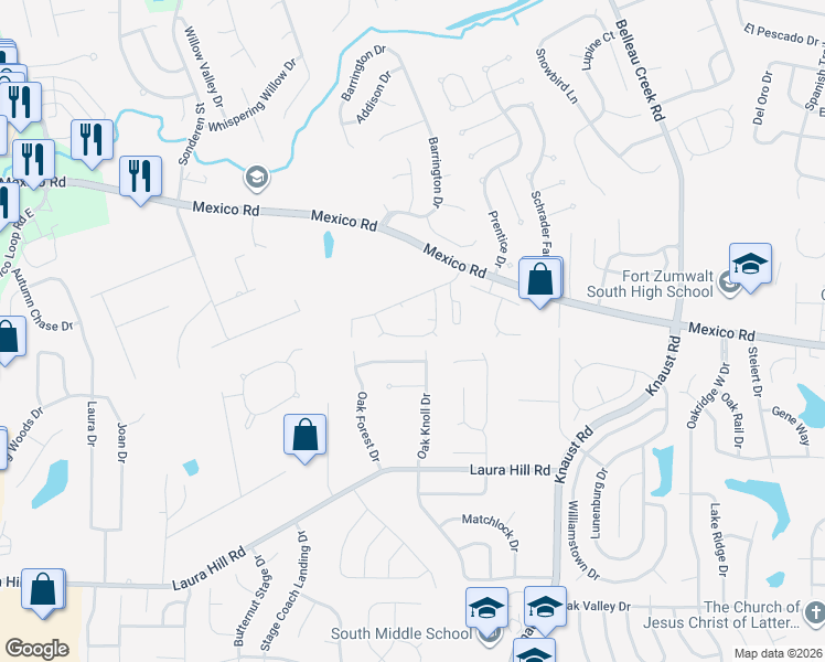 map of restaurants, bars, coffee shops, grocery stores, and more near 128 Aspencade Circle in St. Peters