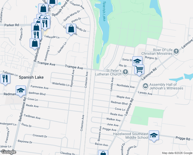 map of restaurants, bars, coffee shops, grocery stores, and more near 11981 Bridgevale Avenue in St. Louis