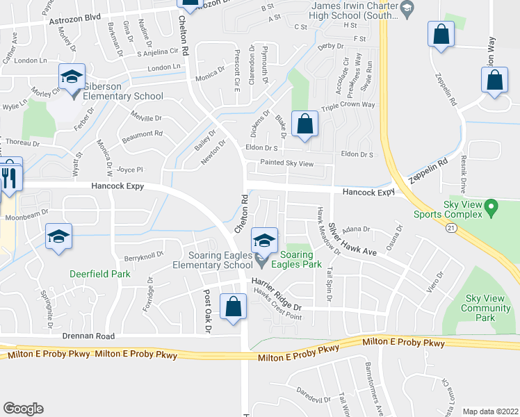 map of restaurants, bars, coffee shops, grocery stores, and more near 3053 Wild Peregrine View in Colorado Springs