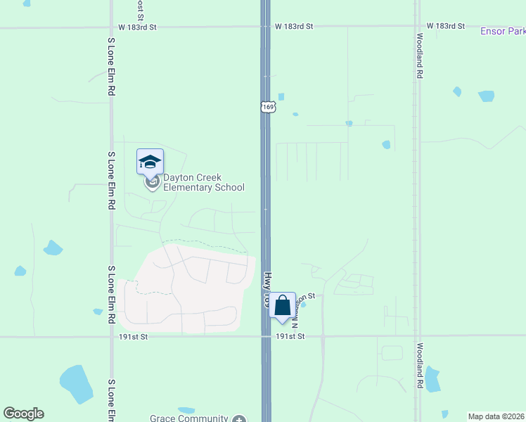 map of restaurants, bars, coffee shops, grocery stores, and more near 18780 U.S. 169 in Olathe