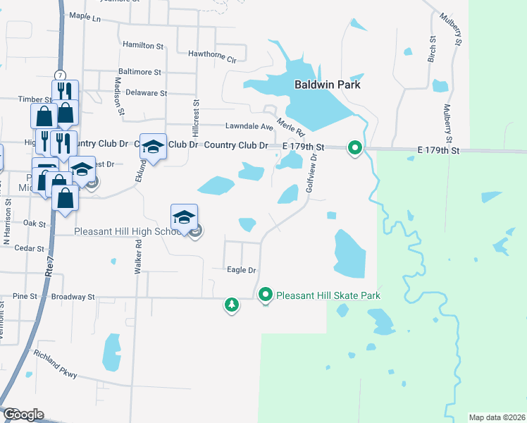 map of restaurants, bars, coffee shops, grocery stores, and more near 1601 Fairway Court in Pleasant Hill