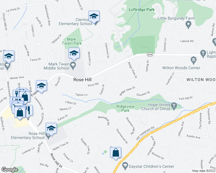 map of restaurants, bars, coffee shops, grocery stores, and more near 4413 Picot Road in Alexandria