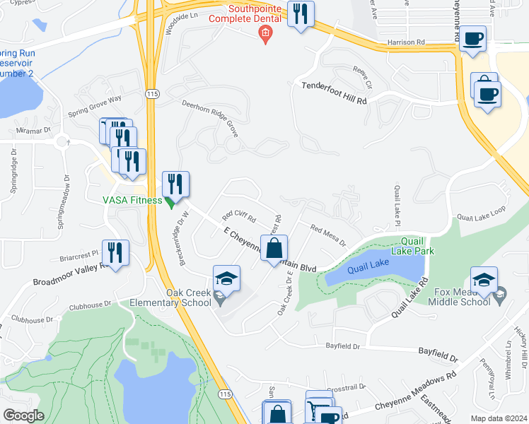 map of restaurants, bars, coffee shops, grocery stores, and more near 617 Gilcrest Road in Colorado Springs