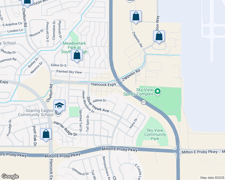 map of restaurants, bars, coffee shops, grocery stores, and more near 3117 Osuna Dr in Colorado Springs