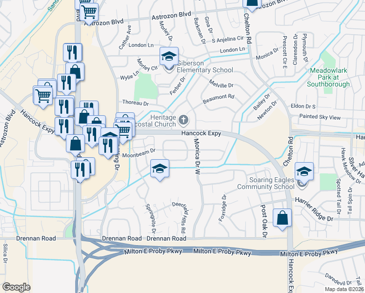 map of restaurants, bars, coffee shops, grocery stores, and more near 3028 Moonbeam Circle North in Colorado Springs
