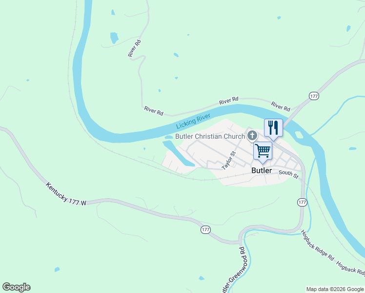 map of restaurants, bars, coffee shops, grocery stores, and more near 60 Cindy Drive in Butler