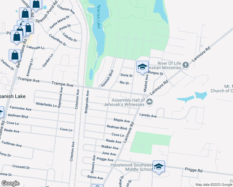 map of restaurants, bars, coffee shops, grocery stores, and more near 1130 Trampe Avenue in St. Louis