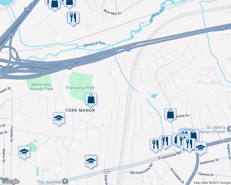 map of restaurants, bars, coffee shops, grocery stores, and more near 6090 Deer Ridge Trail in Springfield