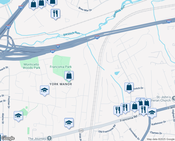 map of restaurants, bars, coffee shops, grocery stores, and more near 6090 Deer Ridge Trail in Springfield